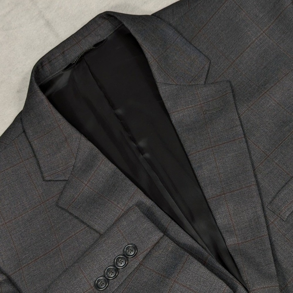 Jos. A. Bank Mens 46L Traveler Collection Wool Blazer Gray Windowpane